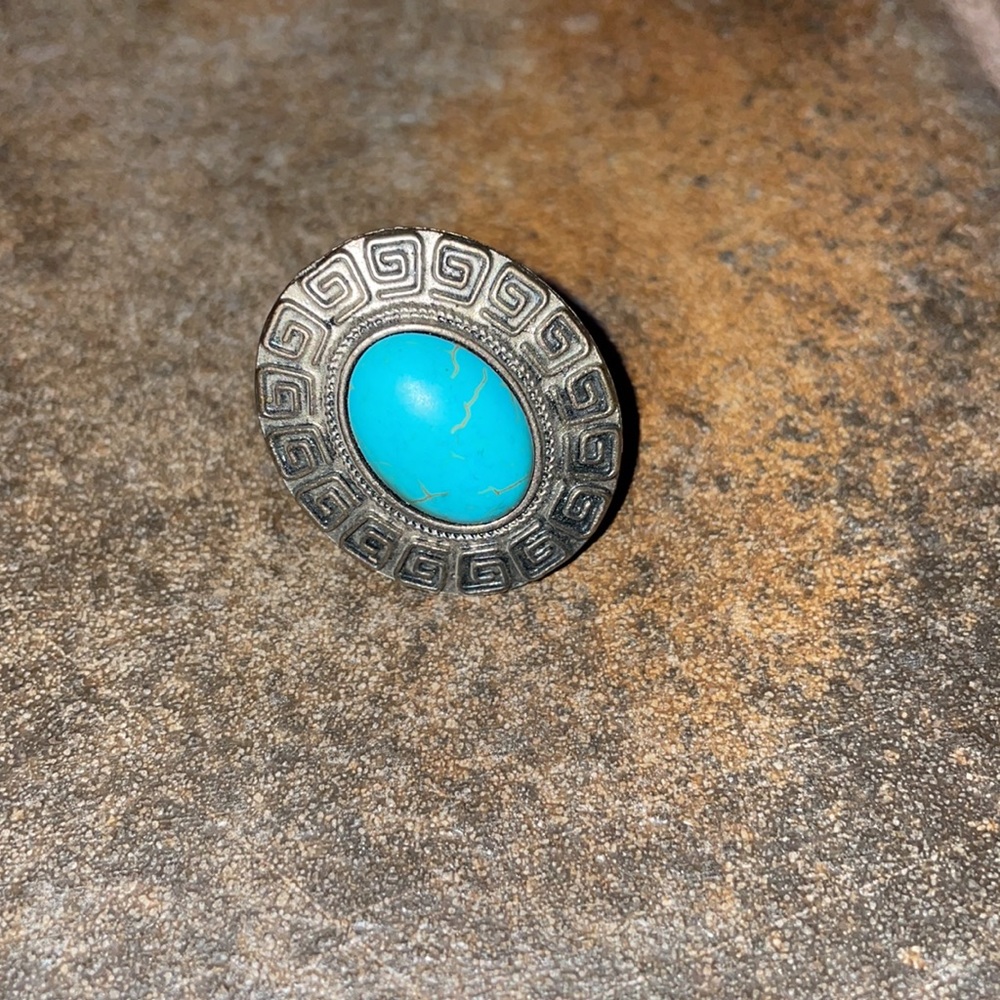 Faux Turquoise Adjustable Ring